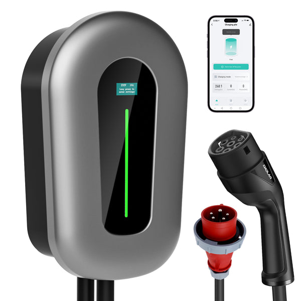 Daolar 22kw wallbox smart app type2 ev nabíjačka 400v 32a, nastaviteľný prúd home ev nabíjacia stanica pre elektrické vozidlá evse