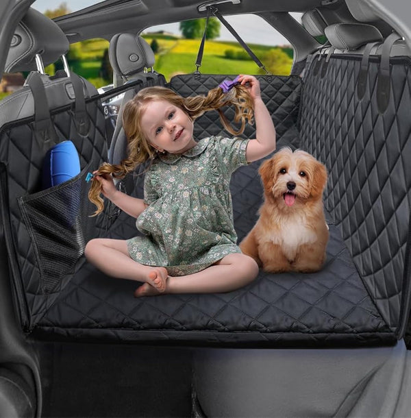 Hundeplet til bilens baksete med mesh-vindu, benk, hard bunnvaskbare kjæledyr til hund bilsete, SUV-er, lastebiler, lastebiler